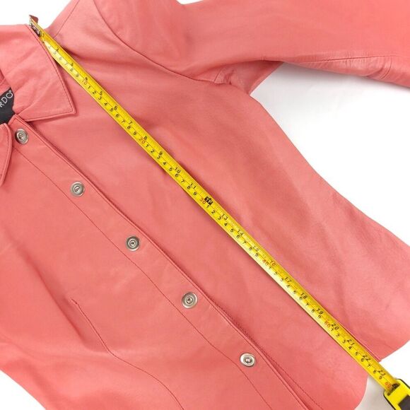 BERNARDO Vintage 90s Button Down Leather Jacket Western Horse Girl Coral Pink - Picture 4 of 8
